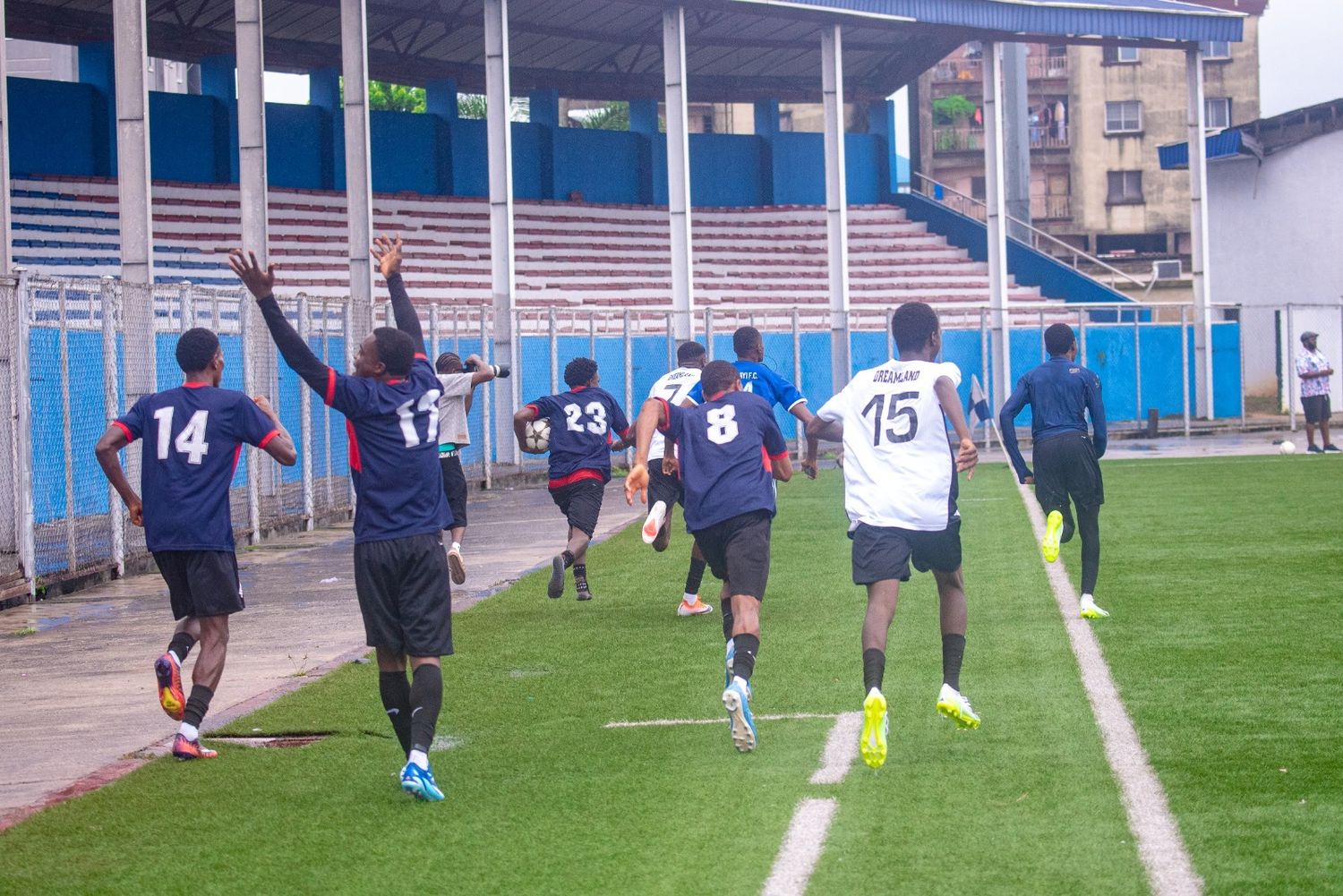 Dreamland Football Academy celebrate a goal