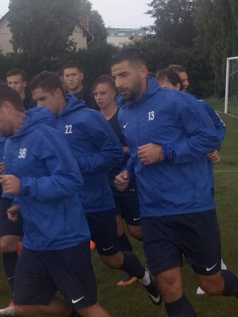 Full squad warm-up